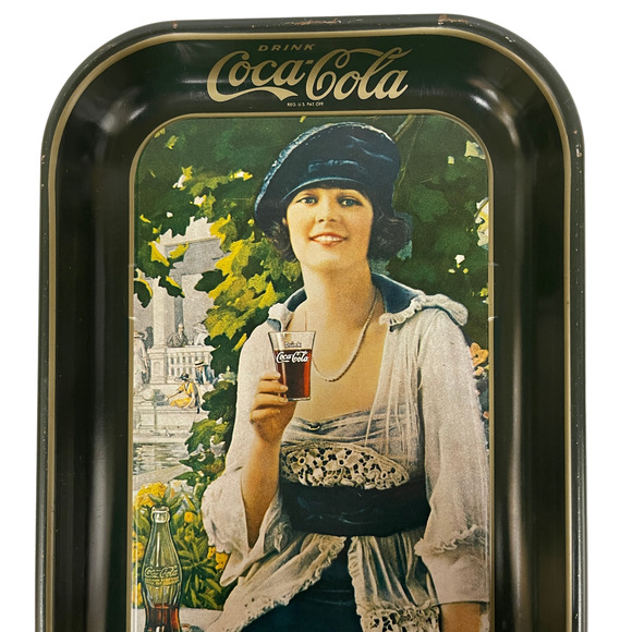Vintage Coca-Cola Tin Tray 1921 Autumn Girl Coke Advertising Rereleased 1973 - Picture 3 of 10